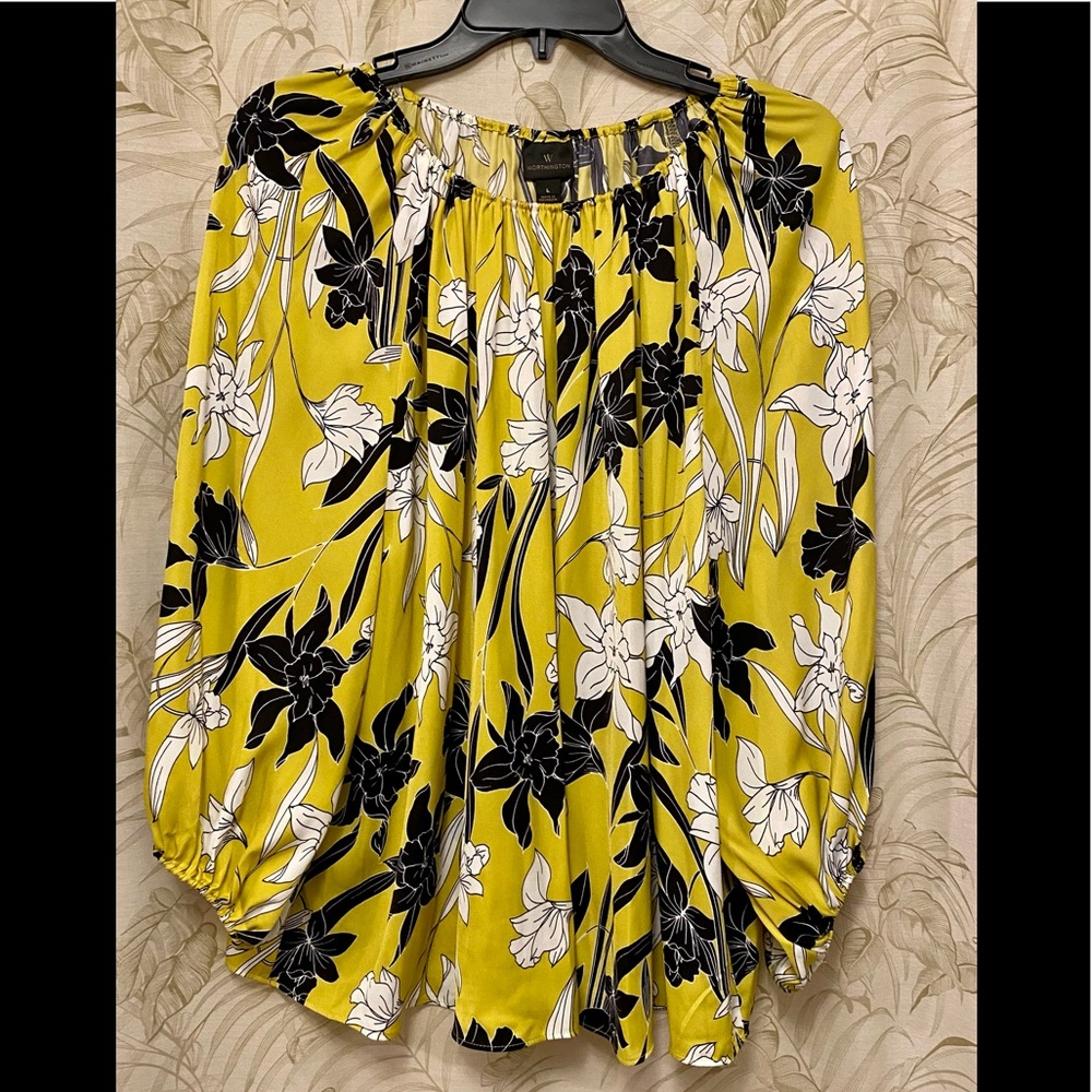 Worthington chartreuse blouse new with tags 💝